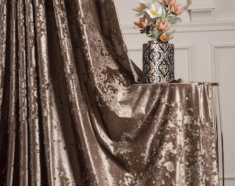 Gold Crushed Velvet Curtains, Luxury Soft Velvet Fabric, Modern Textured Drapes, Multiple Colors