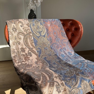 Navy Blue Victorian Damask Curtains, Custom Size Chenille Fabric, Vintage & Baroque Style Drapes, Multiple Colors image 3