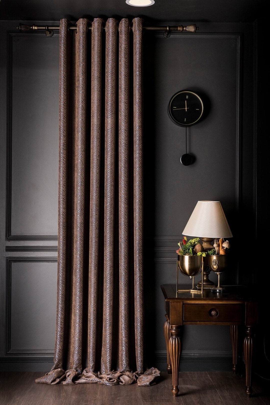 Luxury Brown Chenille Fabric, Striped Chenille Fabric, Window Curtain ...