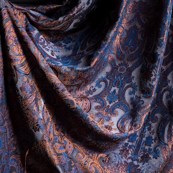 Navy Blue Victorian Damask Curtains, Custom Size Chenille Fabric, Vintage & Baroque Style Drapes, Multiple Colors