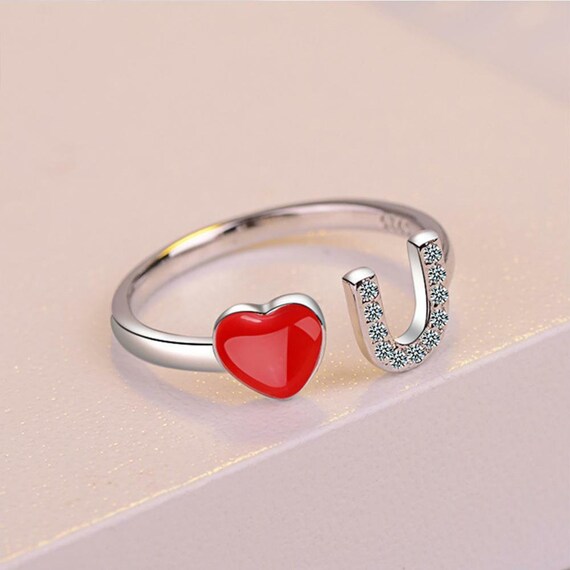 Heart Ring Silver 925 Chiseled I Love You Women's… - image 1