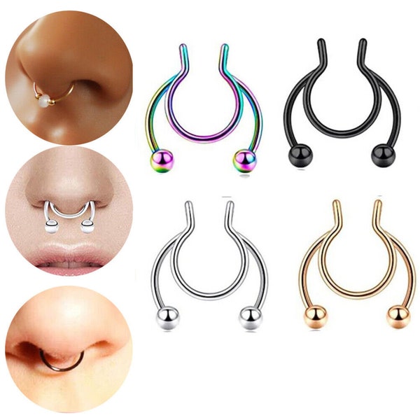 Fake Septum - Balls Nose Ring Piercing Nose Piercing Ring Clip Without Hole