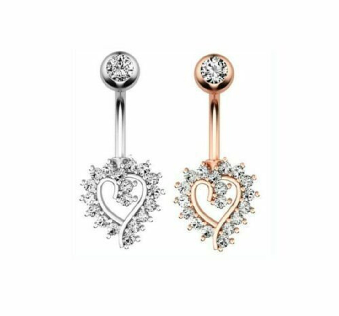 Herz Bauchnabel Piercing Gebogener Stab Zirkon Nabel Top Qualität Etsy