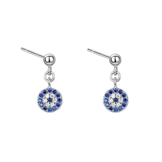 Stud earrings protection evil eye 925 silver with… - image 1