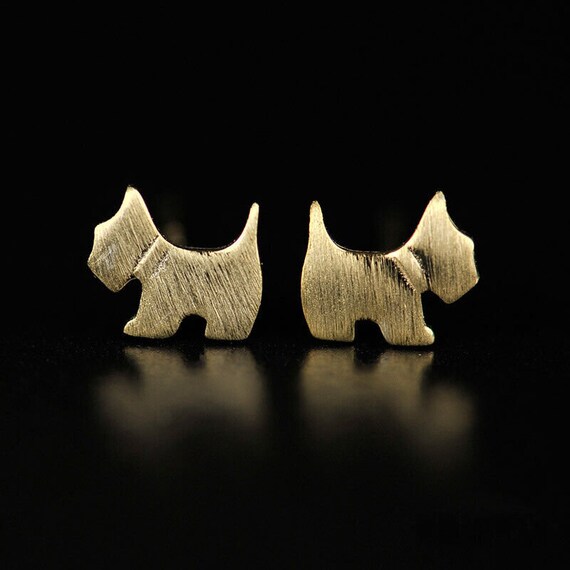 Kleine Ohrstecker Hund Silber 925 / Gold Farbe Da… - image 2