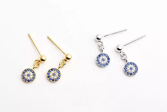 Stud earrings protection evil eye 925 silver with… - image 4
