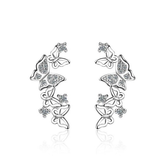 Stud earrings butterfly silver 925 women's earrin… - image 5