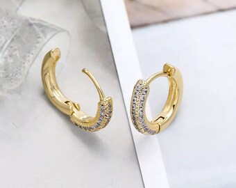 Women's hoop earrings sterling silver 925 with zirconia earrings