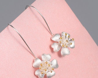 Women's earrings sterling silver 925 spring flower girls earrings