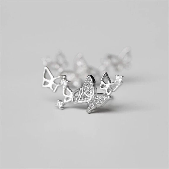 Stud earrings butterfly silver 925 women's earrin… - image 3