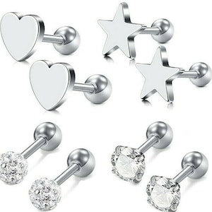 Health Plug Stud Earrings 4 Pairs Set Earring Initial Studs