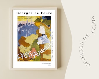 Georges de Feure Paris Almanach, Poster, Modern Art Prints, Exhibition Poster, Printable Wall Decor, Poster, Exhibition Art, Vintage Art