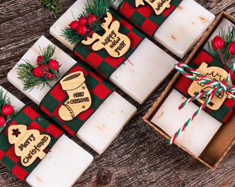 Custom Christmas Soap Favor for Family & Friend, Personalized Scented Soap Favor, Happy Holiday Gift for Company, Noel, Xmas, Wedding Favors