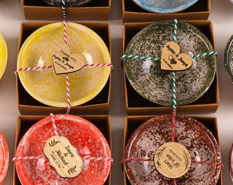 Brautdusche Favors Schüssel Cini Keramik handgemachte Geschenke, personalisierte Porzellan türkische Cini Schüssel, Boho Candy Favor, Hochzeitsbevorzugungen für Gäste