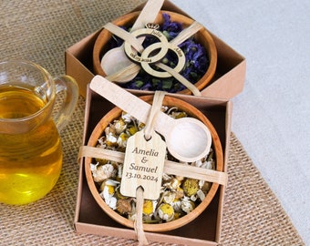 Wedding Favors for Guests Tea Favors in Bowl, Personalized Tea Party Favors Bridal Shower Gifts, Wedding Loose Tea Favors in Bowl for Guests