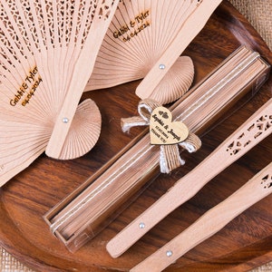Personalized Hand Fan, Wedding Favors for Guests in Bulk, Bridal Shower Sandalwood Fan Favors, Rustic Wedding Party Favors, Fan for Wedding