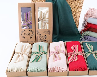 Wedding Favors for Guests Pashmina Shawl, Personalized Wedding Shawl, Bridesmaid Shawl Pashmina Scarves, Bridal Shower Favors Custom Scarf