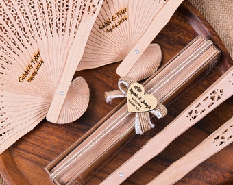 Personalized Hand Fan, Wedding Favors for Guests in Bulk, Bridal Shower Sandalwood Fan Favors, Rustic Wedding Party Favors, Fan for Wedding