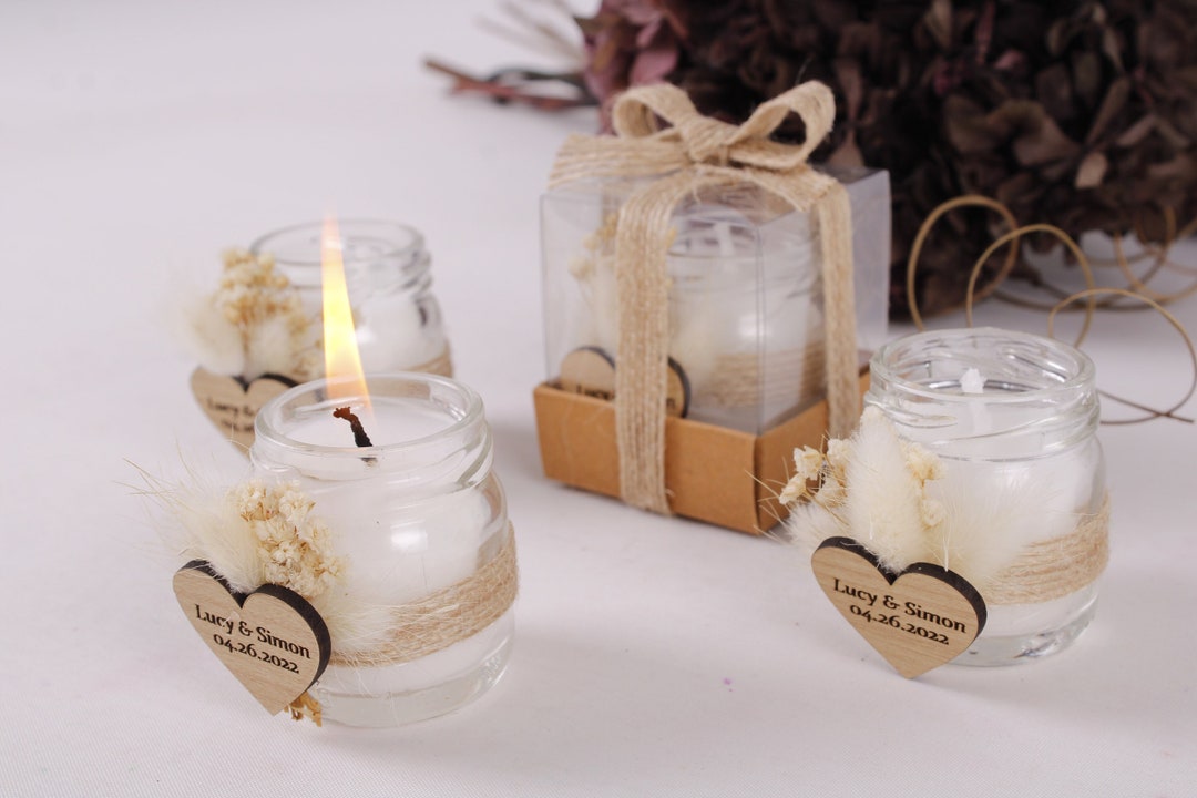 Wedding Favors for Guests Glass Candle, Personalized Glass Candle ...