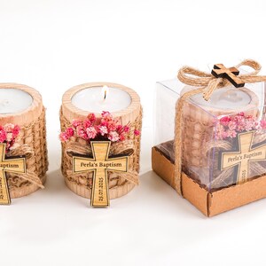 Baptism Favors, Wooden Candle Holder, Tealight Holder, Baptism Gift, Geschenk Taufe, Personalised Candle, Baby Shower First Communion Favors