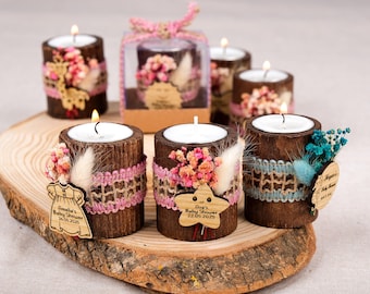 Baby Shower Favors, Wooden Candle Holder, Tealight Holder, Custom Candle Favors, Baby in Bloom, Safari Baby Shower, Baby Boy, Baby Girl