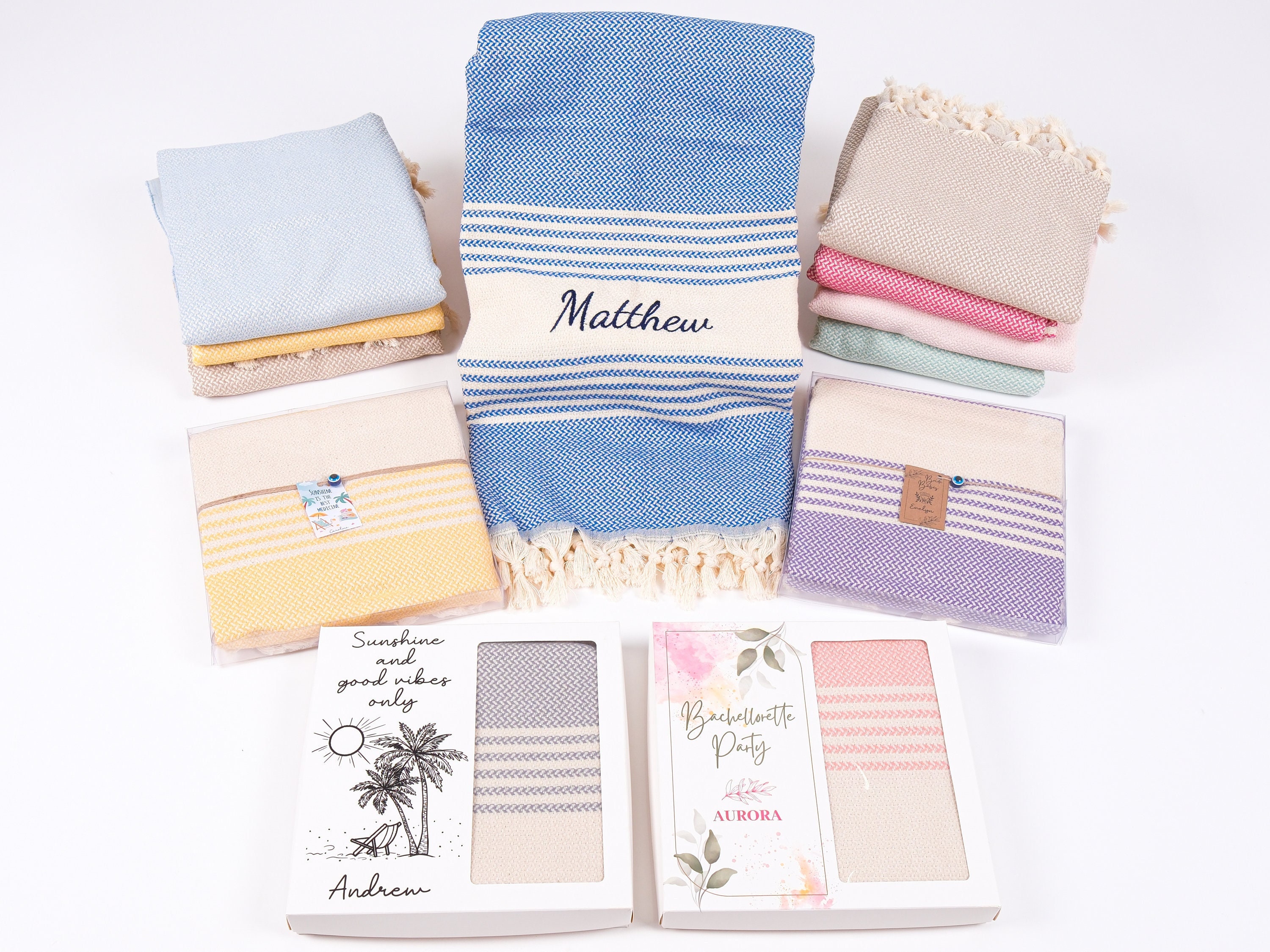 Wedding Favors for Guests Name Embroidery Turkish Towel, Personalized Beach Towel, Bridesmaid Party Gift, Summer Towel, Bridal Shower Favors