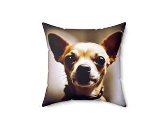 Spun Polyester Square Pillow, Chihuahua