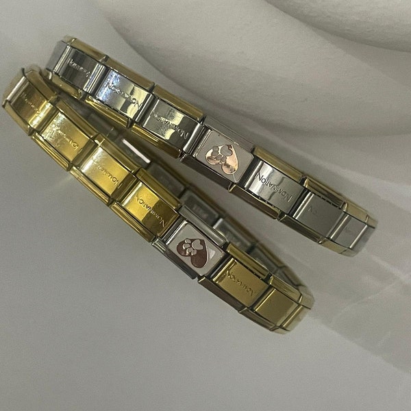 Italienisches Nomination-Armband, Bettelarmbänder, Pfotenfreundlich, Geschenk für Sie, Armbandglied, Freundschaftsarmband – personalisiertes Bettelarmband