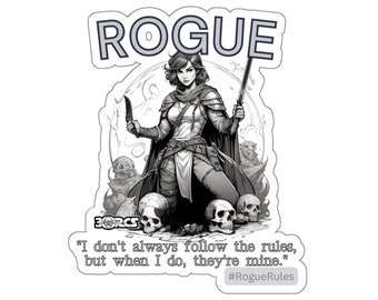 DND Dungeons & Dragons | Half-Elf Rogue | No Rules | Vinyl Kiss-Cut Stickers
