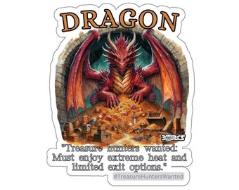 DND Dungeons & Dragons | Red Dragon | Treasure Hunter  | Vinyl Kiss-Cut Stickers