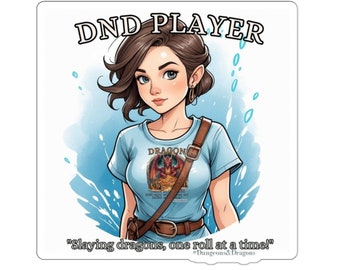 DnD Unique D&D | Cute Dungeons and Dragons Player | Girl Adventurer | Vinyl Kiss-Cut Stickers