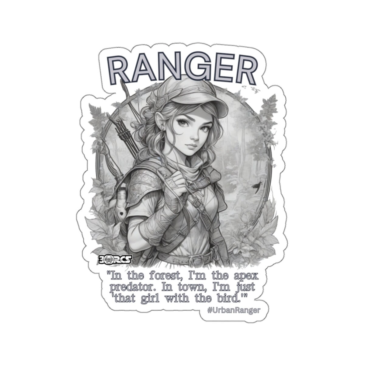 DND Dungeons & Dragons Ranger class character Vinyl Kiss-Cut Stickers