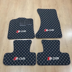 Luxe lederen automatten voor Audi SQ5 8R 2008-2017, geborduurd logo, gratis verzending, set van 4, op bestelling gemaakt