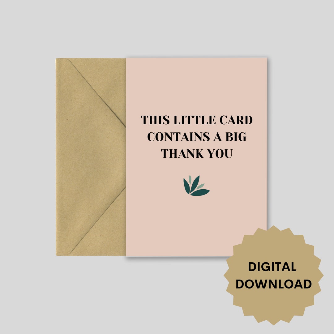 Printable Thank You Card, Minimal Thank You Card, Thank You Card