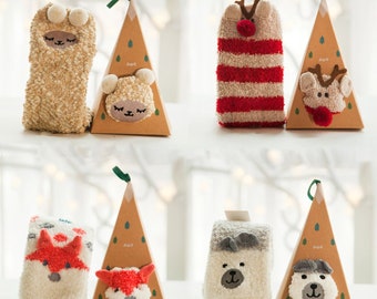 Fluffy Cute Animal Socks, Cosy Christmas animal sock, Stocking Fillers, Cozy fluffy Winter Socks, Warm Festive Socks, Gift ideas family