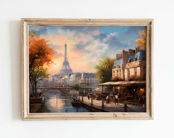 Oil Painting Paris Painting Vintage Painting France Wall Art Print Large Poster Wall Decor Vintage Art Eiffel Tower Poster  DIGITAL DOWNLOAD