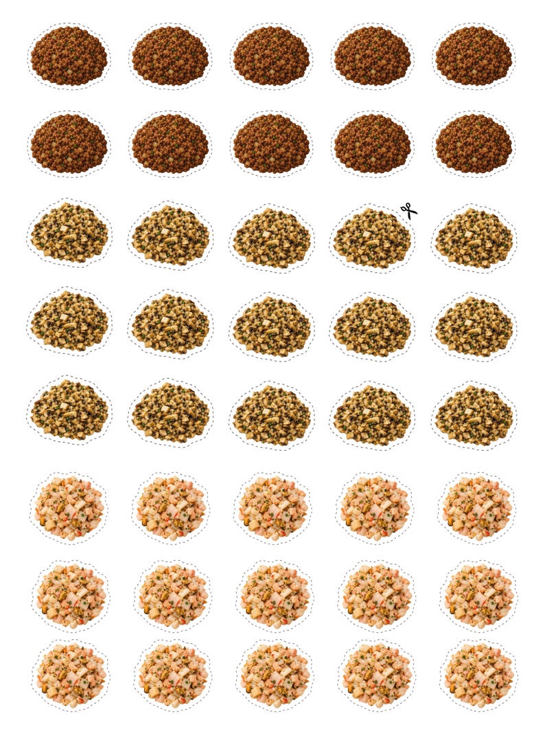 Printable paper ravioli fillings for kids including ricotta, spinach ricotta, beef, mushroom, and seafood. Designed for interactive pretend play cooking, printable kitchen games, Montessori activities, preschool learning, homeschool, dramatic play, food vocabulary, fine motor practice, and reusable paper food crafts.