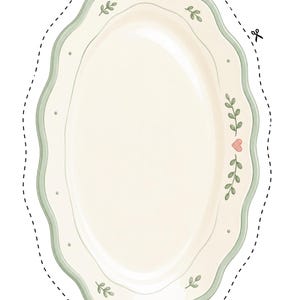 Printable serving platter for pretend play cooking and paper ravioli meals. Children can plate and serve their finished ravioli while enjoying dramatic play, Montessori activities, preschool learning, homeschool projects, and fine motor development.