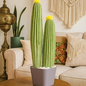 Grote nepcactus – 58 cm (23 inch) kunstmatige saguarocactus in pot – realistisch kamerplantdecor. Woestijnsfeer voor decoratie thuis en op kantoor