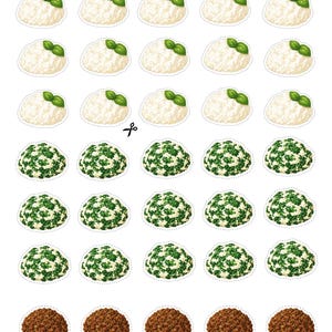 Printable ravioli fillings including ricotta, spinach, beef, mushroom, and seafood for interactive pretend play cooking. Designed for reusable paper ravioli pockets, preschool activities, Montessori learning, homeschool, vocabulary development, and dramatic play.