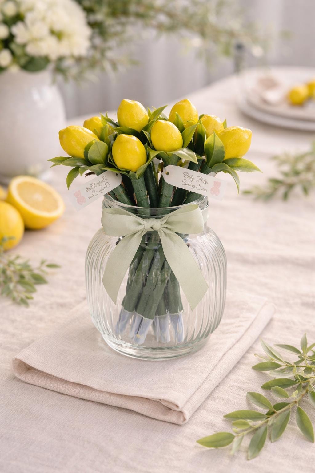 Set Di Stoviglie Tema Limone 83 Pezzi Per 20 Persone - Piatti, Bicchieri, Tovaglia E Striscioni Per Feste A Tema Limonata - 5