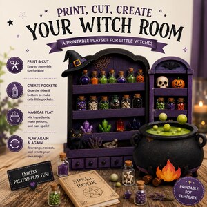 Halloween Potion Making Game Printable | Witch Pretend Play Activity | Little Witch Spell Room | Potion Kit, Cauldron & Spell Book PDF