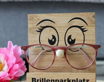 Brillenparkplatz, Brillenhalter, Brillengarage, aus Klötzchen, Holz, Aufbewahrung Brille, Brillenablage, Geschenk für Brillenträger, Brille
