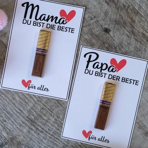 Modello di stampa, biglietto migliore mamma, miglior papà, grazie di tutto, dire grazie, biglietto di ringraziamento, amore, Merci, cioccolato, idea regalo, download, pdf