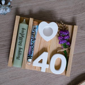 Geburtstag Geschenk, Geldgeschenk, Kerzen, Blumen, Geschenkidee, Klötzchenbox, Wunscherfüller, personalisiert, alter, Zahlen, Happy Birthday