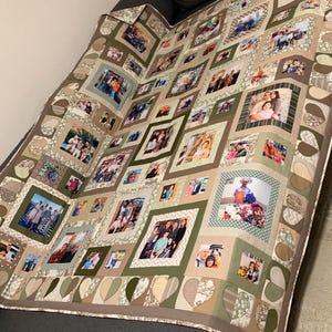 Couette Mémoire Unique-Couverture Patchwork Photo Personnalisée pour Mariage, Anniversaire, Cadeau Souvenir d'anniversaire