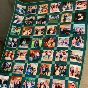 Couette Mémoire Unique-Couverture Patchwork Photo Personnalisée pour Mariage, Anniversaire, Cadeau Souvenir d'anniversaire