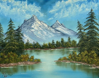 16x20 Oil Painting on Canvas - Mountain Lake 2 - original painting - #18