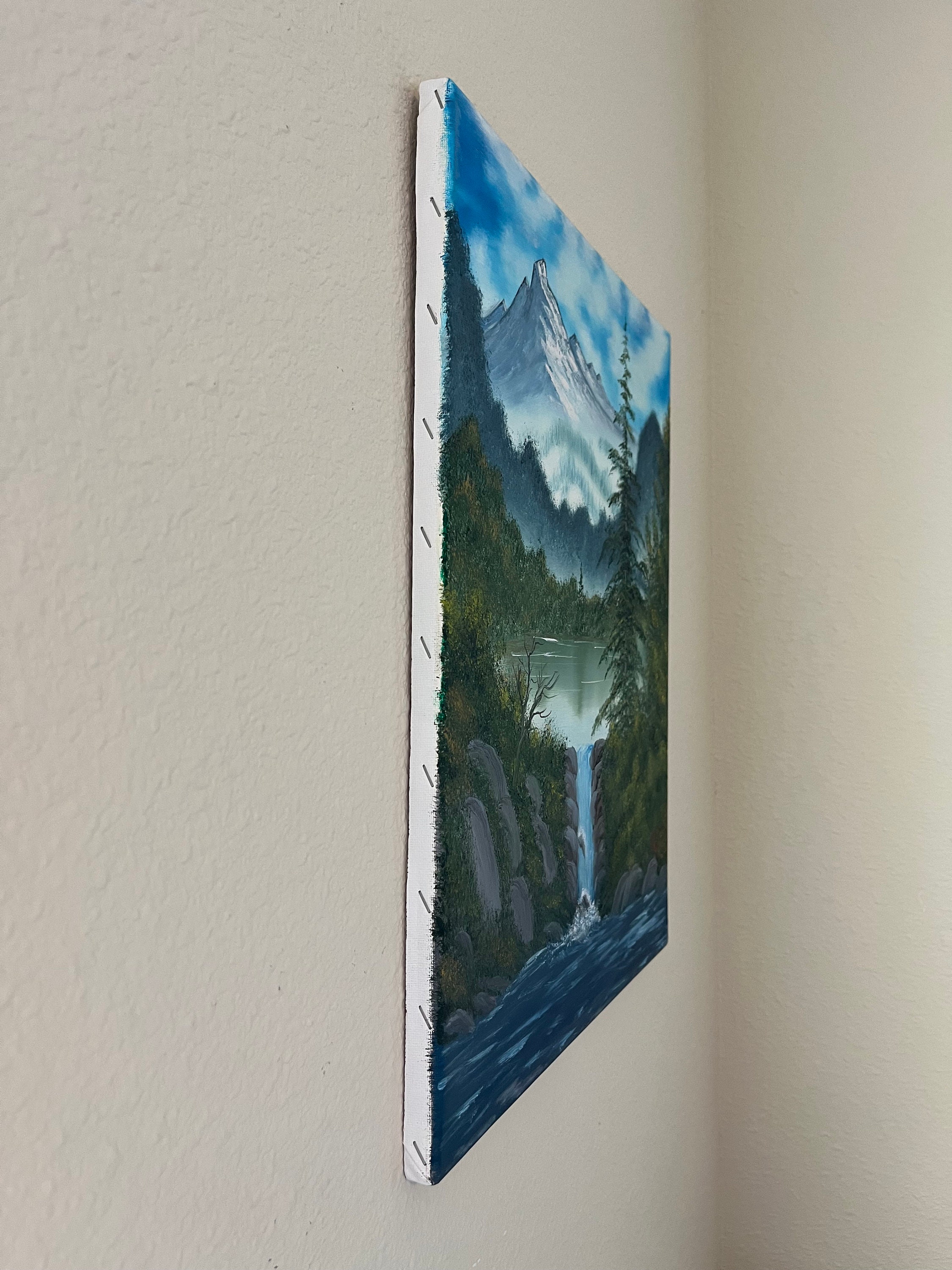 16x20 Oil Painting on Canvas - Mountain Lake Falls - Original Painting ...