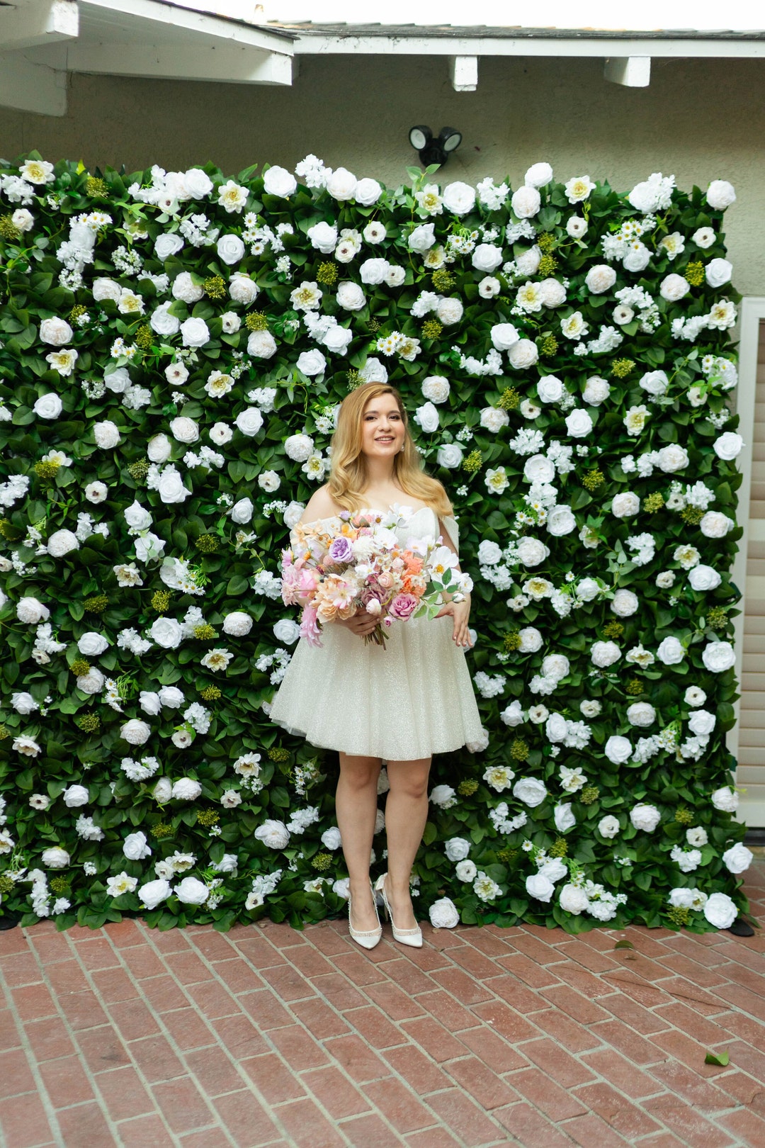 Flower Wall Rental Los Angeles 8x8 3D White Flower Wall, Roses, Peonies